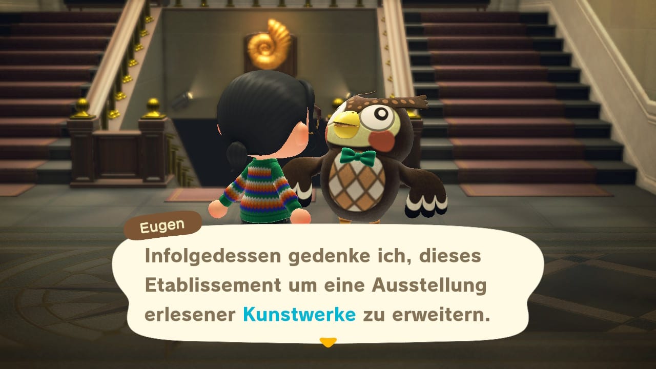 Animal Crossing: New Horizons kann durch Reiner mit einer Kunstgalerie ausgestattet werden.