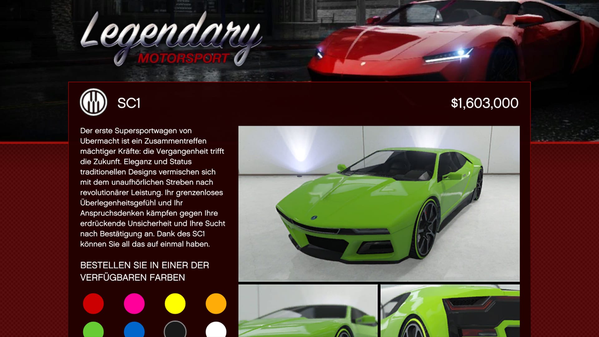 GTA Online Übermacht SC1 Supersportwagen