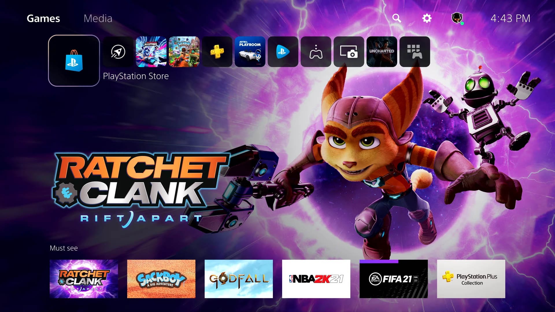 PS5 - Homescreen mit PS Store