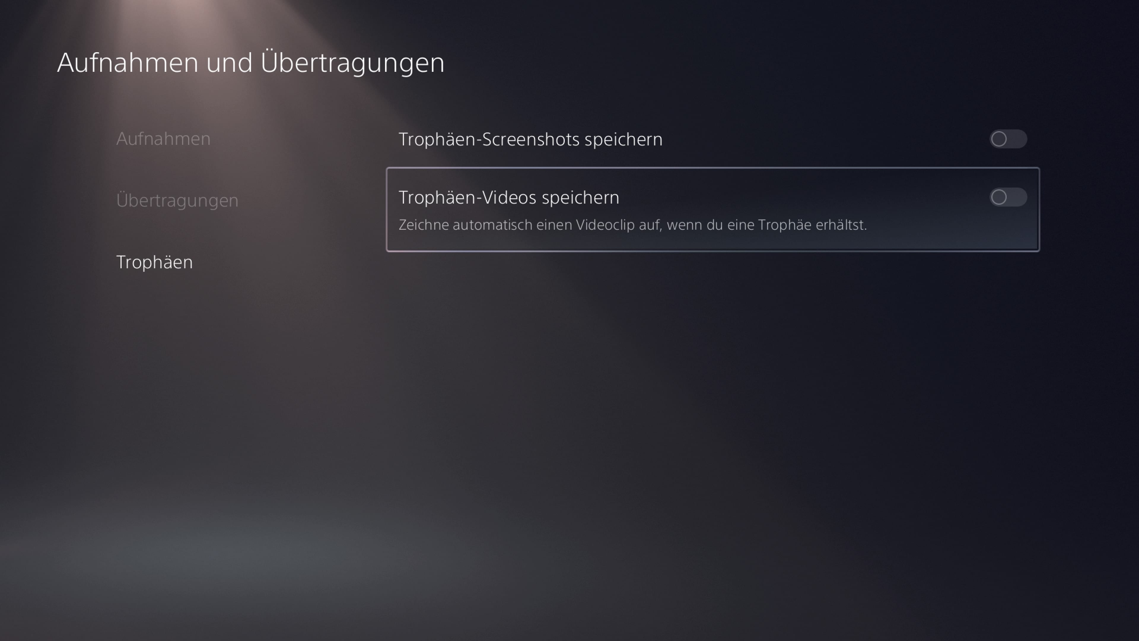 PS5 Trophäenvideos deaktivieren