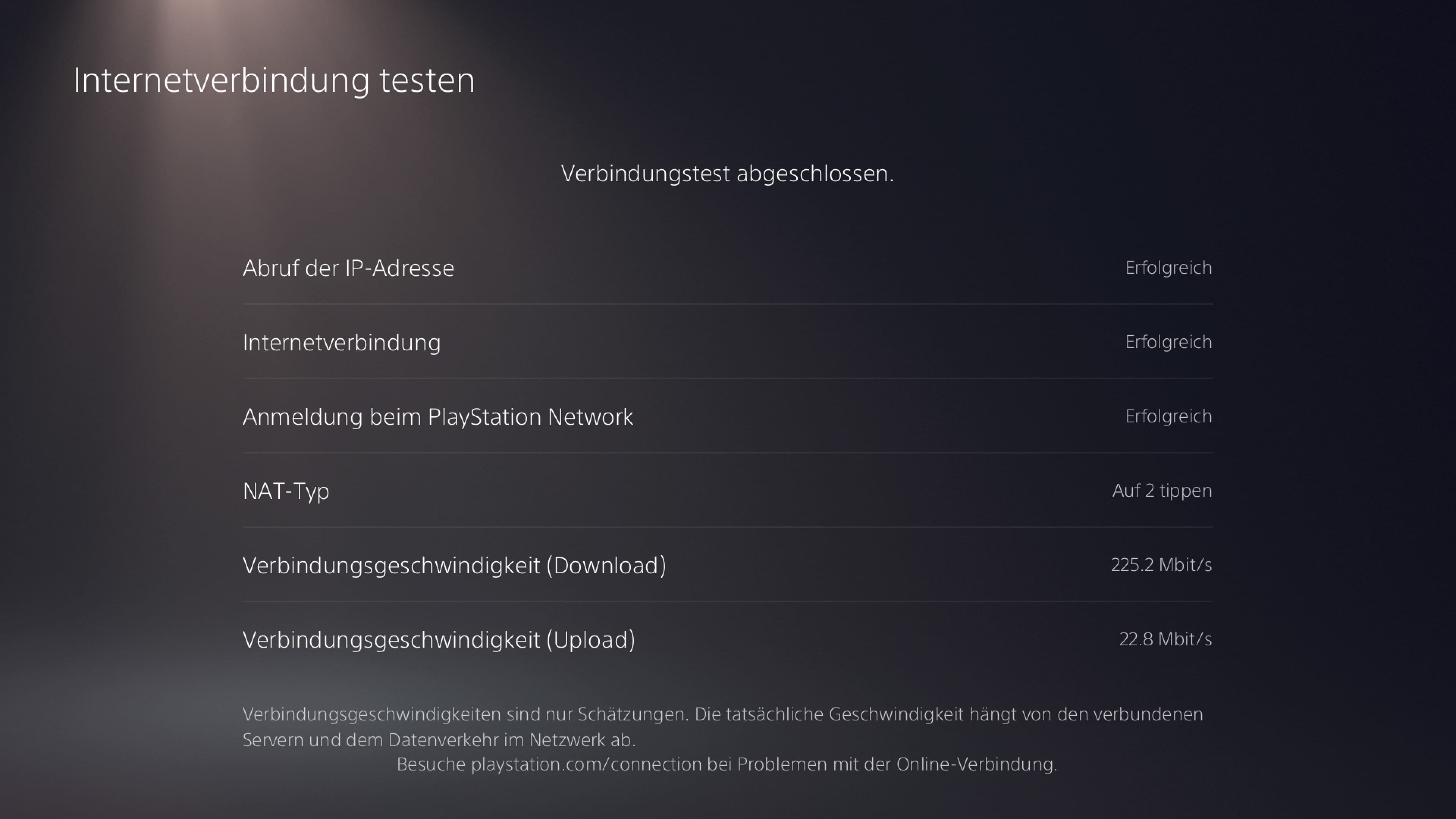 PS5 WLAN LAN Verbindungstest