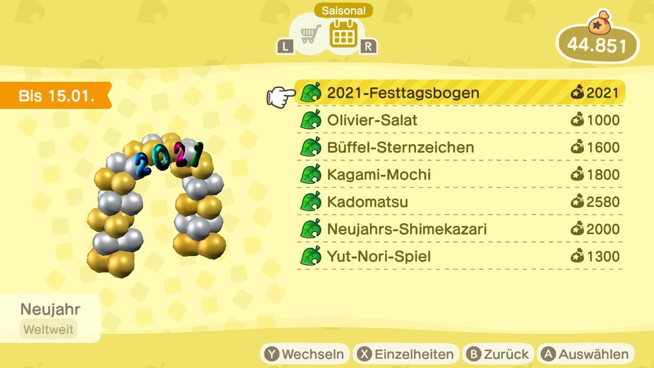 Animal Crossing New Horizons Neujahr