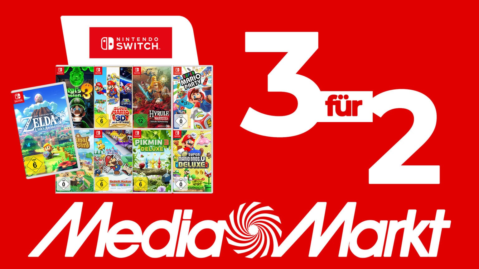 MediaMarkt Nintendo SwitchSpiele 3 kaufen und nur 2 bezahlen!