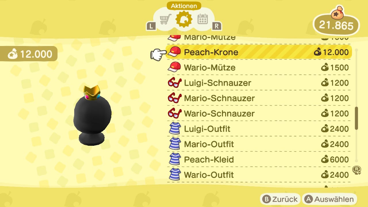 Animal Crossing New Horizons Super Mario Peach Krone
