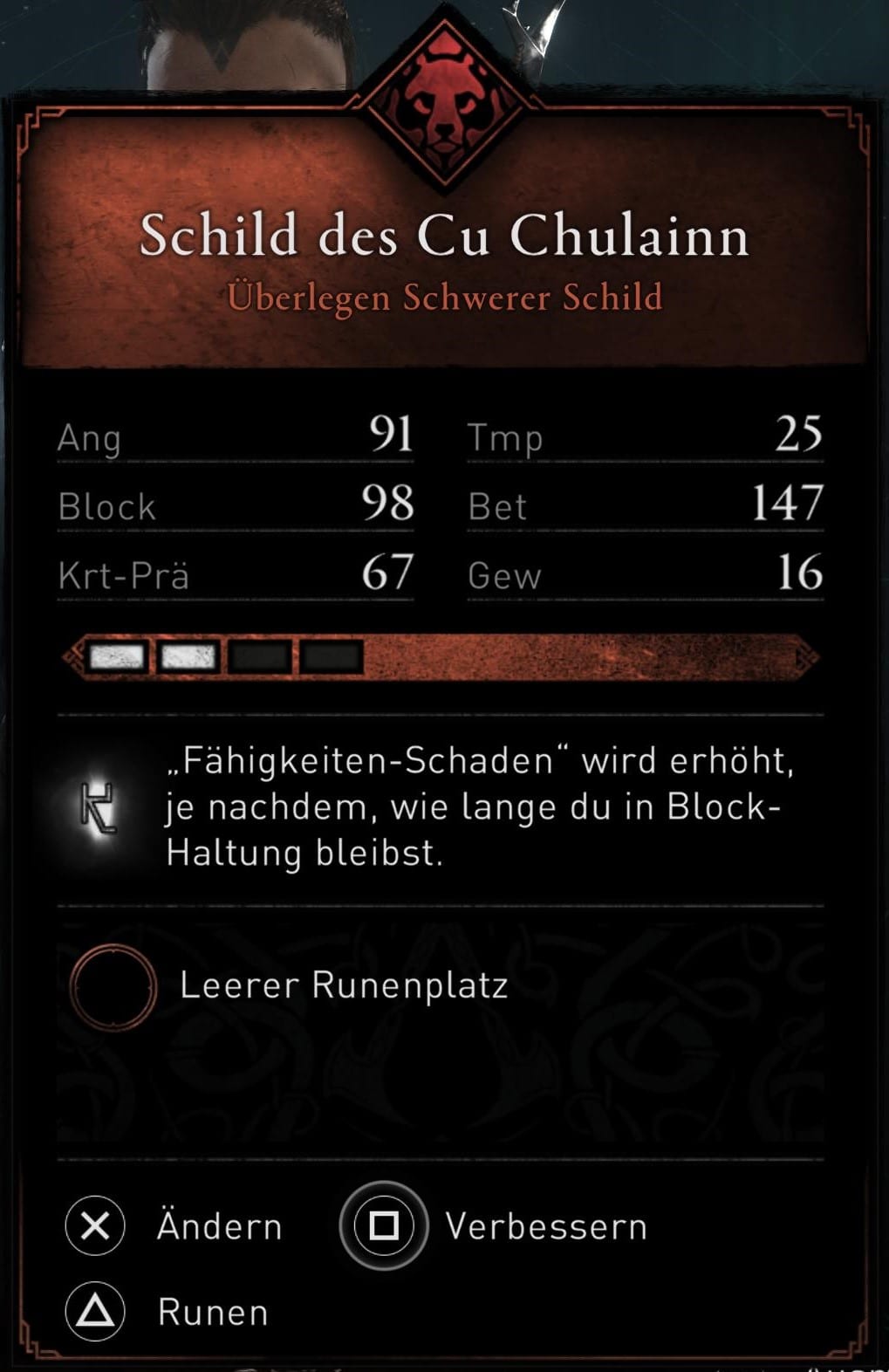 Assassins Creed ValhallaAC Valhalla Schild des Cu Chulainn Werte