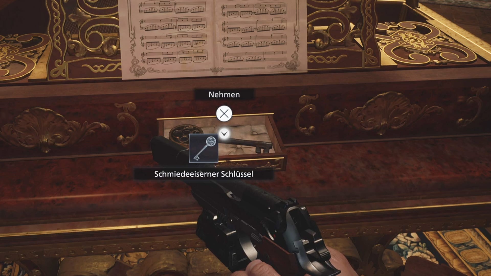 Schmiedeeiserner Schlüssel im Klavier - Resident Evil 8