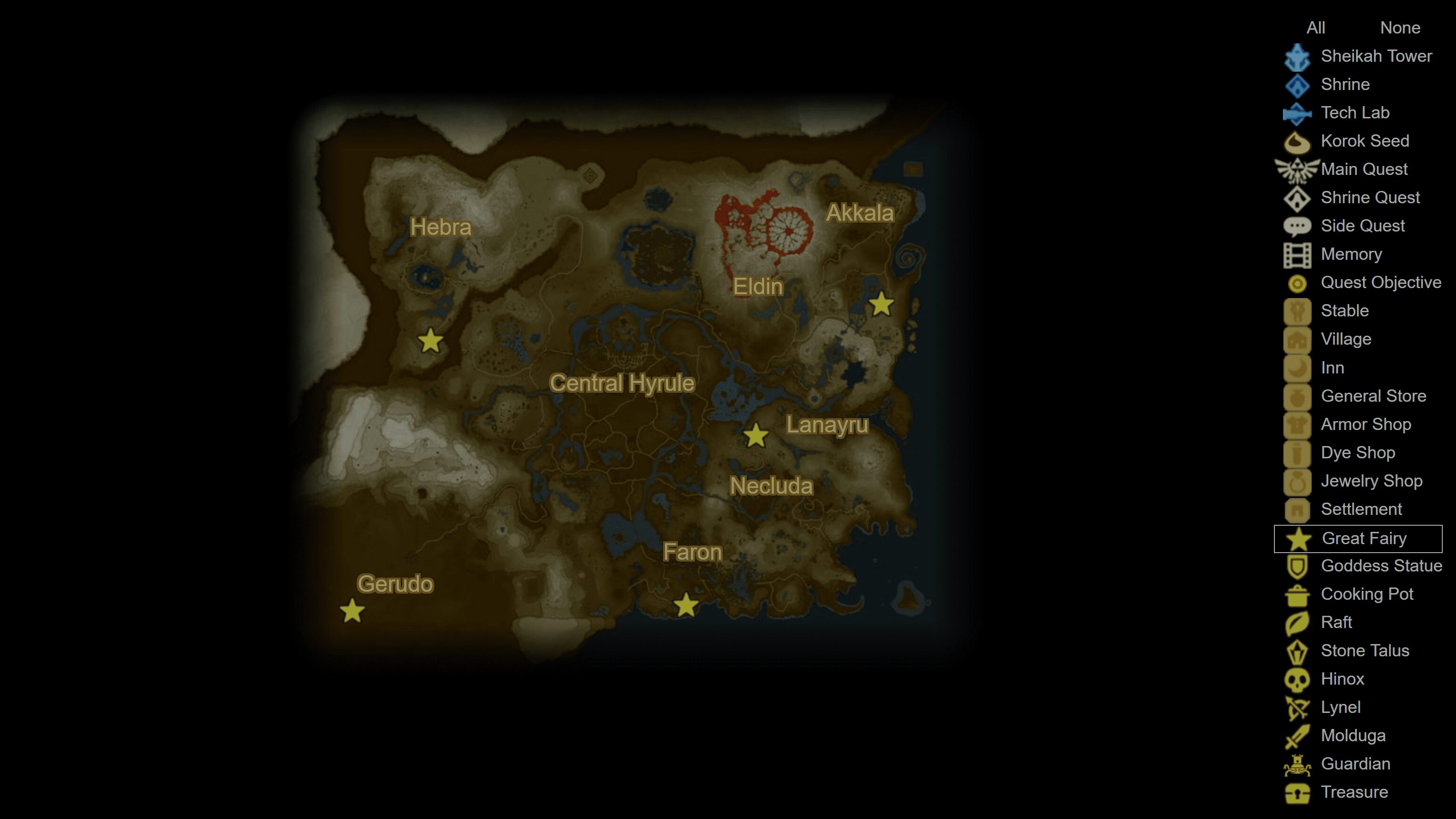 The Legend of Zelda: Breath of the Wild (BotW): Interaktive Map von zeldadungeon.net