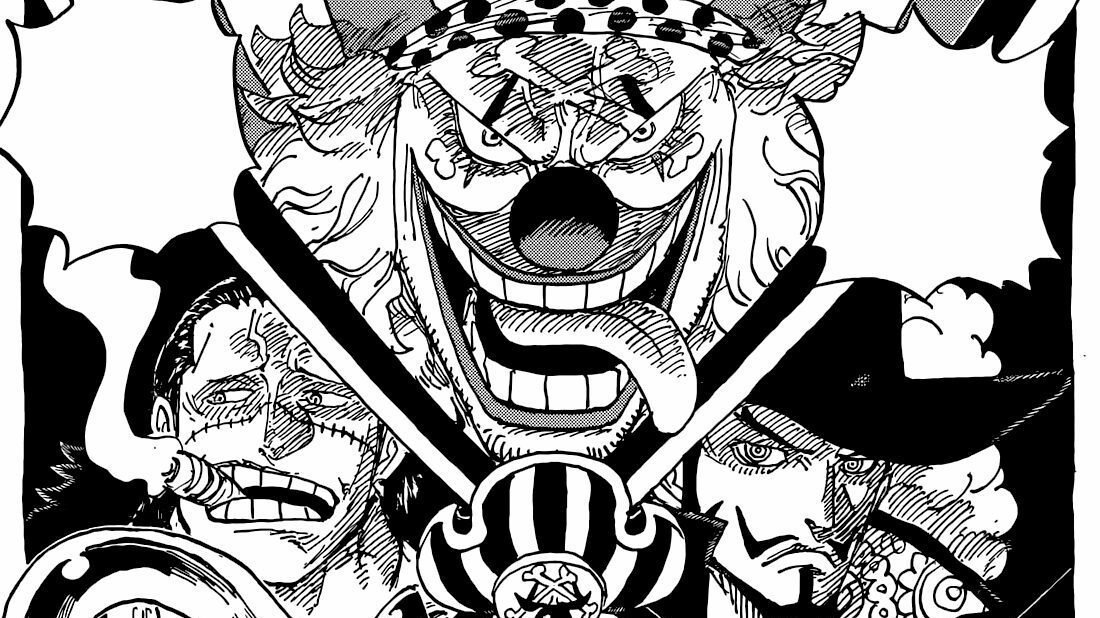 Plakat von Buggy, Crocodile und Mihawk, One Piece, Manga-Kapitel 1056