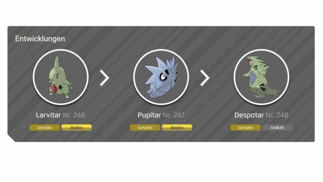Larvitar, Pupitar und Despotar in Pokémon Karmesin