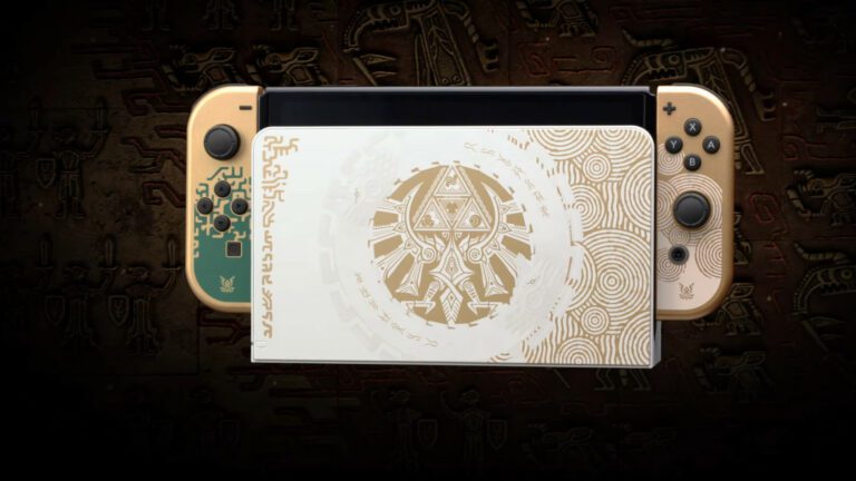 So sieht das limitierte Nintendo Switch-OLED-Modell zu Zelda: Tears of the Kingdom aus.