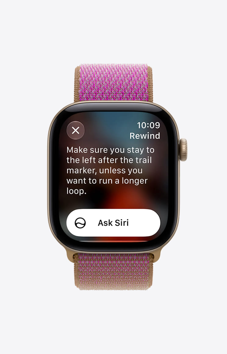 Apple Watch Series 12 zeigt ein Live-Rewind-Transkript und die Schaltfläche Ask Siri