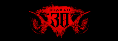 Rotes Diablo-Logo zum 30-jährigen Jubiläum auf schwarzem Hintergrund