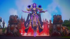 Xal’atath schwebt vor den Türmen eines Schlachtfelds in Heroes of the Storm