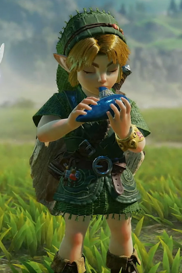 Link spielt die Okarina in The Legend of Zelda: Ocarina of Time