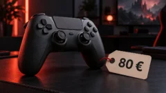 Symbolbild mit einem Controller und einem Preisschild über 80 Euro.